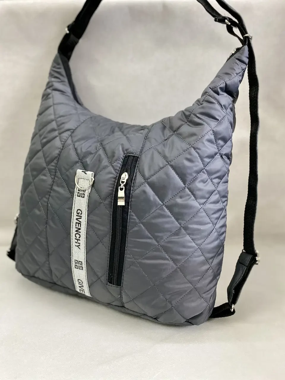 Сумка Рюкзак стьобана жіноча з плащівки з кишеньками., фото 1