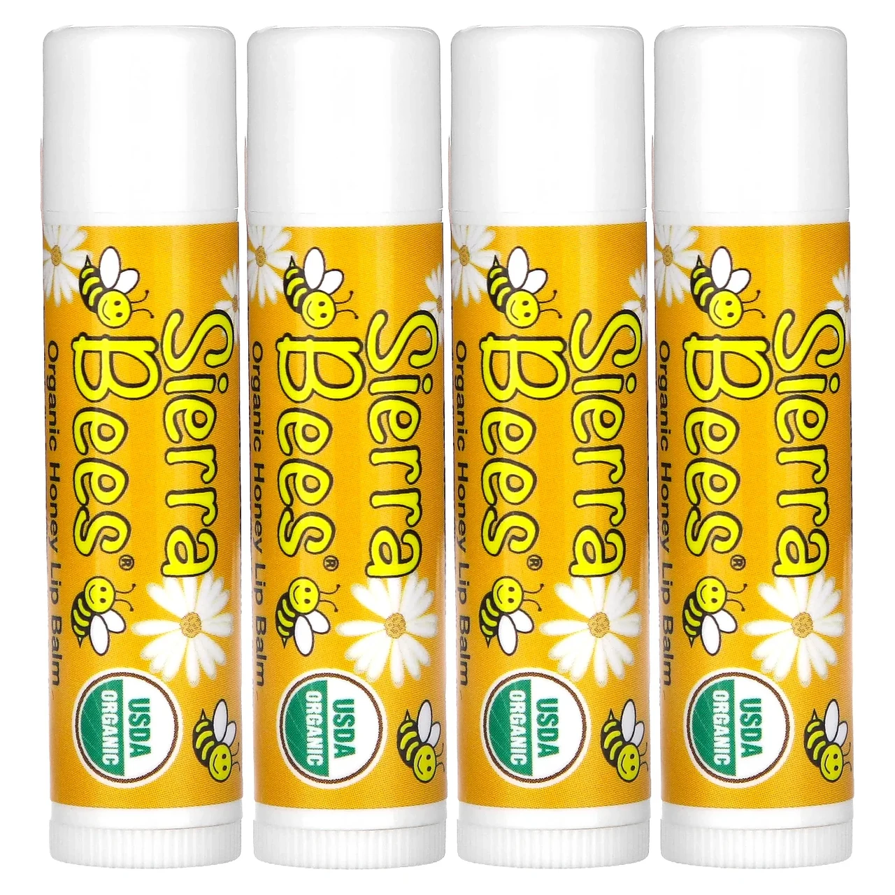 Sierra Bees, Органічні бальзами для губ, мед, 4 штуки в пакованні вагою 0,15 унції (4,25 г) кожна, Київ