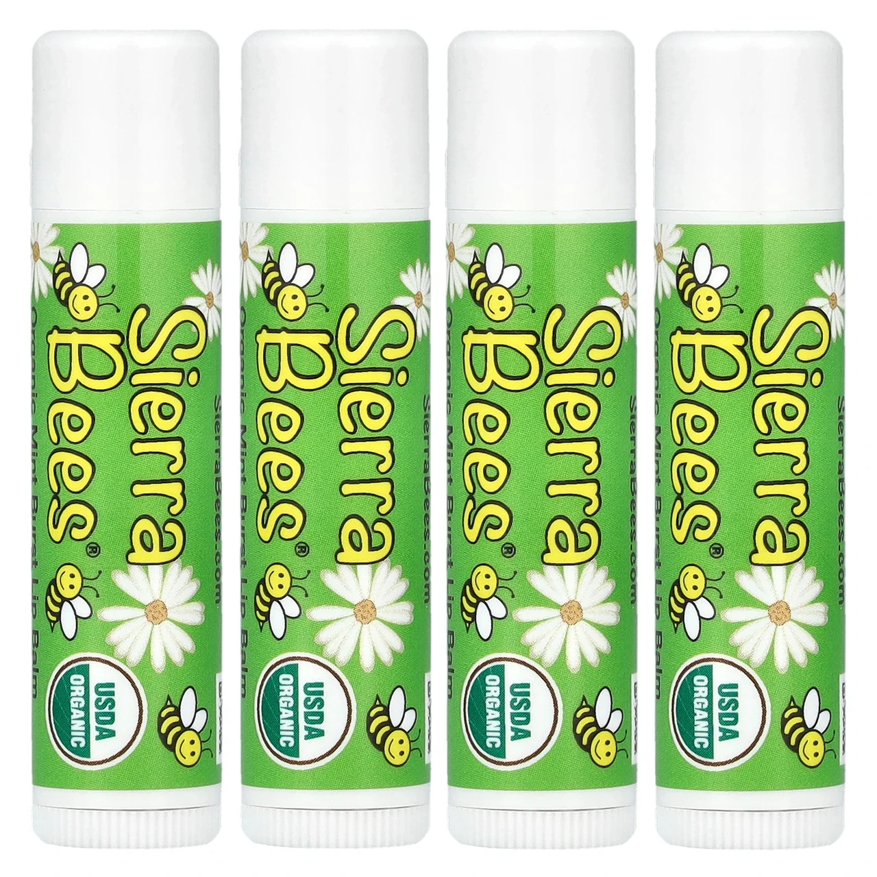 Sierra Bees, Органічні бальзами для губ, м'ятний вибух, 4 штуки в пакованні вагою 0,15 унції (4,25 г) кожна, Київ