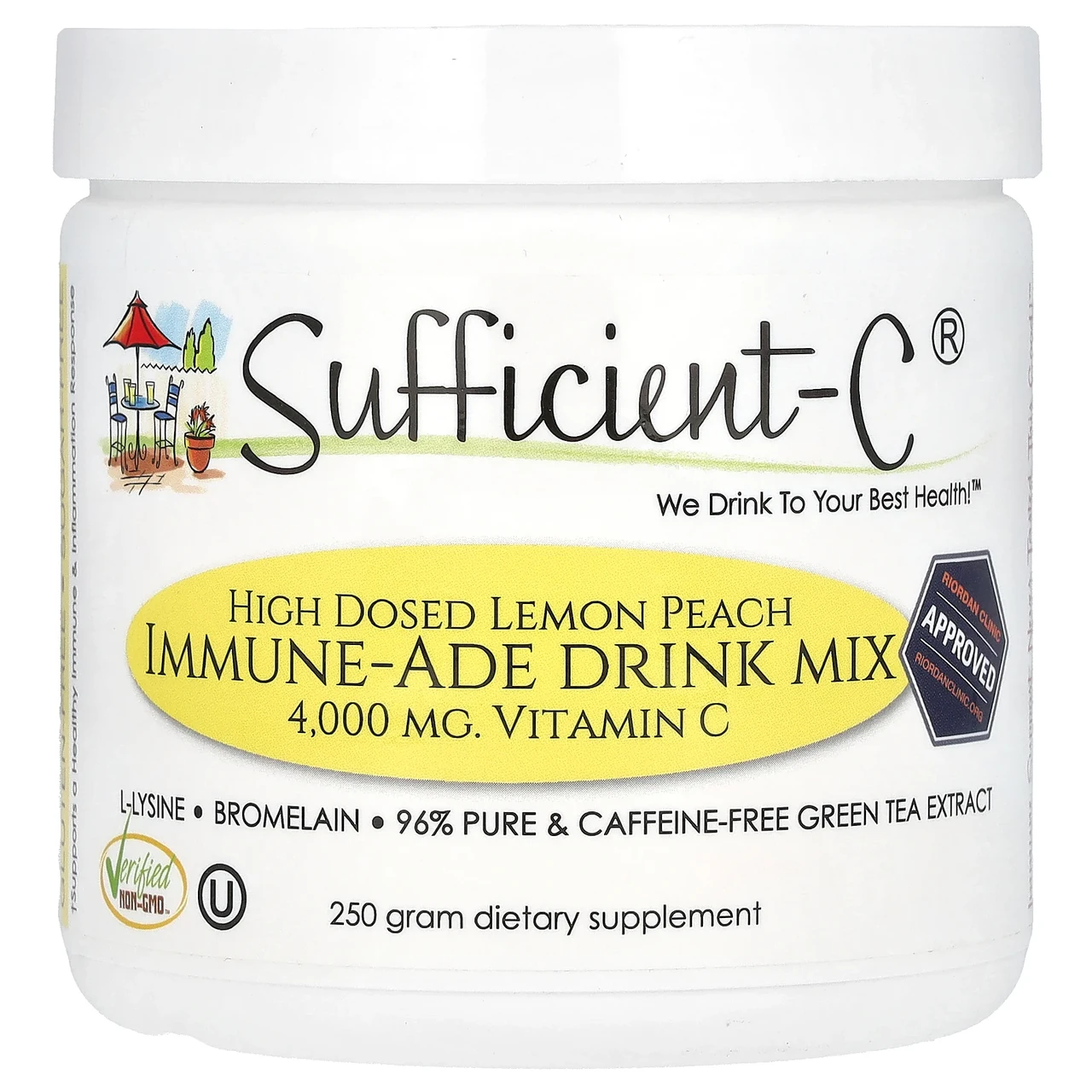 Sufficient C, High Dosed Immune-Ade Drink Mix, Lemon Peach , 4,000 mg , 250 g SFC-05387, Київ