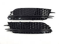 Решітки в бампер Full Black ( в стилі RS6 ) на Audi A6 C7 2011-2014 року