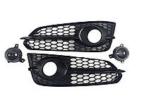 Решітки в бампер Full Black ( стиль S8 під дистронік ) S-Line на Audi A8 D4 2014-2017 року