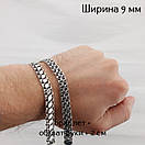 Чоловічий браслет срібло подвійний з накладками. Довжина 32,5 см, ширина 9 мм, фото 7