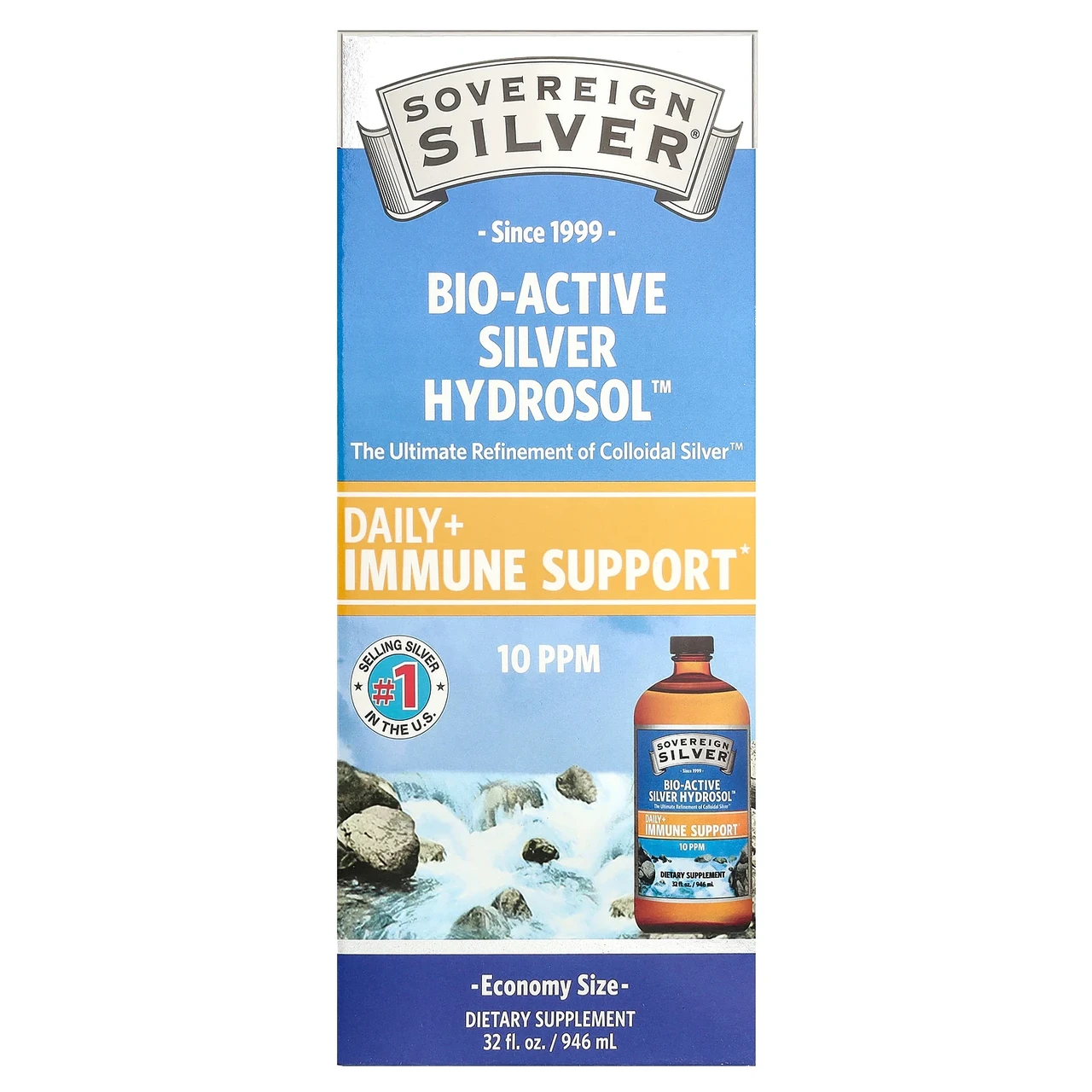 Sovereign Silver, Bio-Active Silver Hydrosol, 10 част./млн, 946 мл (32 Рідний. унції) SSV-23238, Київ