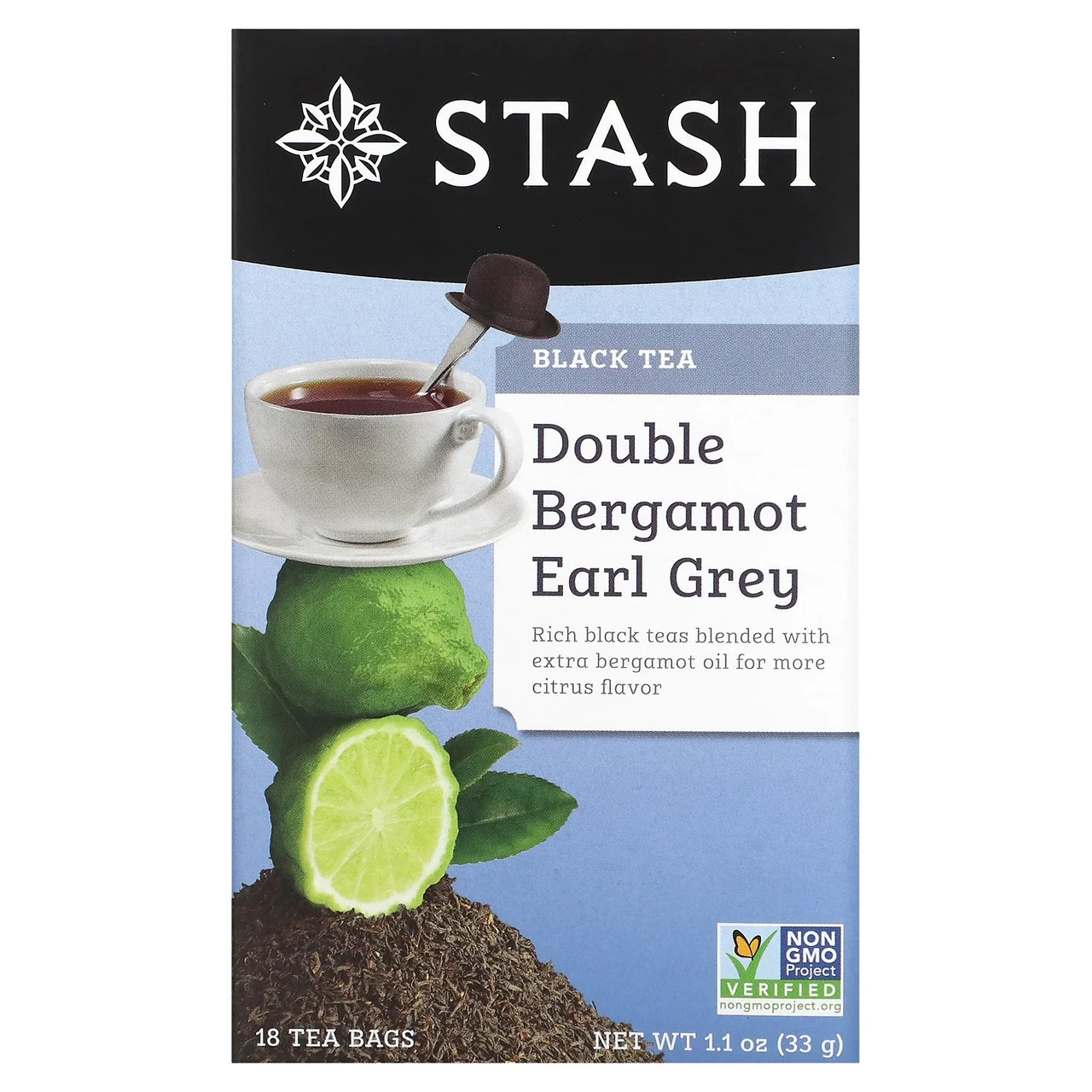 Stash Tea, Earl Grey, чорний чай, подвійний бергамот, 18 чайних пакетиків, 33 г (1,1 унції), Київ