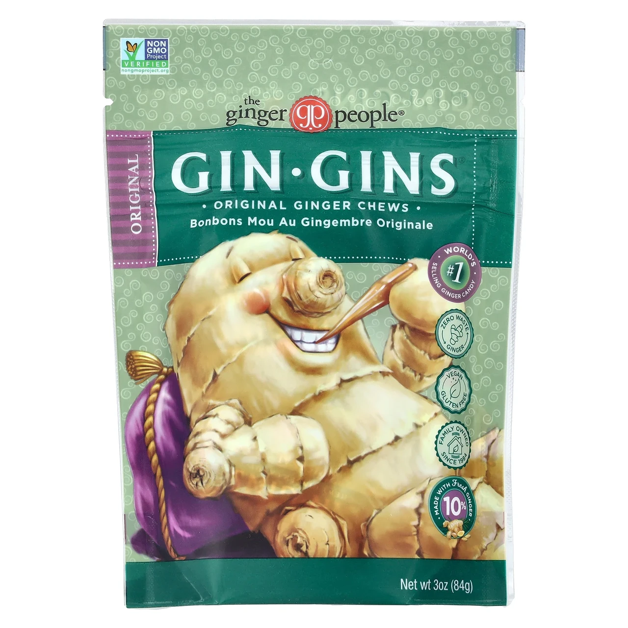 Ginger People, Gin Gins, жувальні цукерки з імбірем, оригінальні, 84 р (3 унції) TGP-90502, Київ