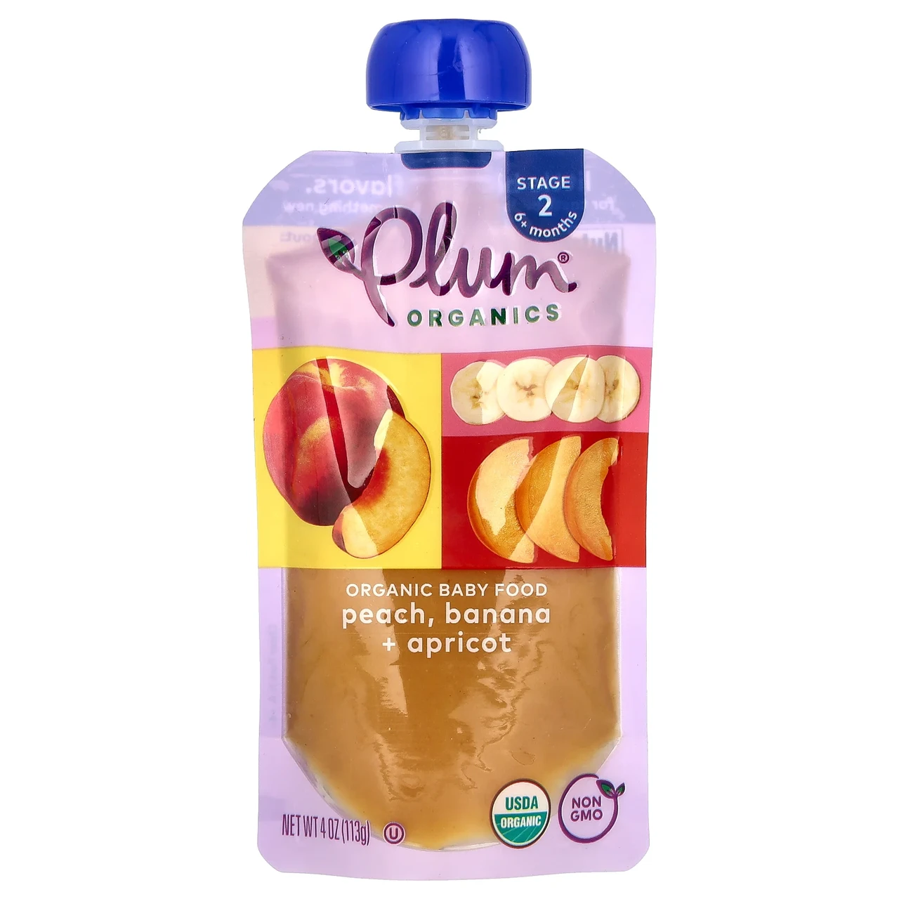Plum Organics, Органічне дитяче харчування, етап 2, персик, банан і абрикос, 4 унції (113 р) PLO-00121, Київ