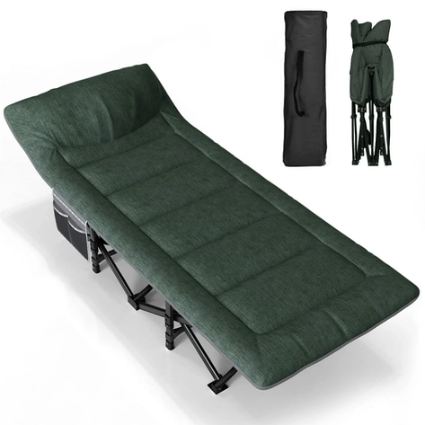 Ліжко-розкладачка | Зелений | навантаження до 200 кг | з матрасом | LEOBRO CC-S11 | для вдома, на дачі, або в подорожі, фото 1