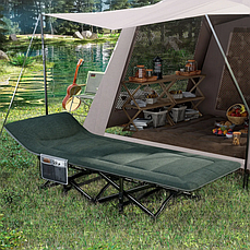 Ліжко-розкладачка | Зелений | навантаження до 200 кг | з матрасом | LEOBRO CC-S11 | для вдома, на дачі, або в подорожі, фото 3