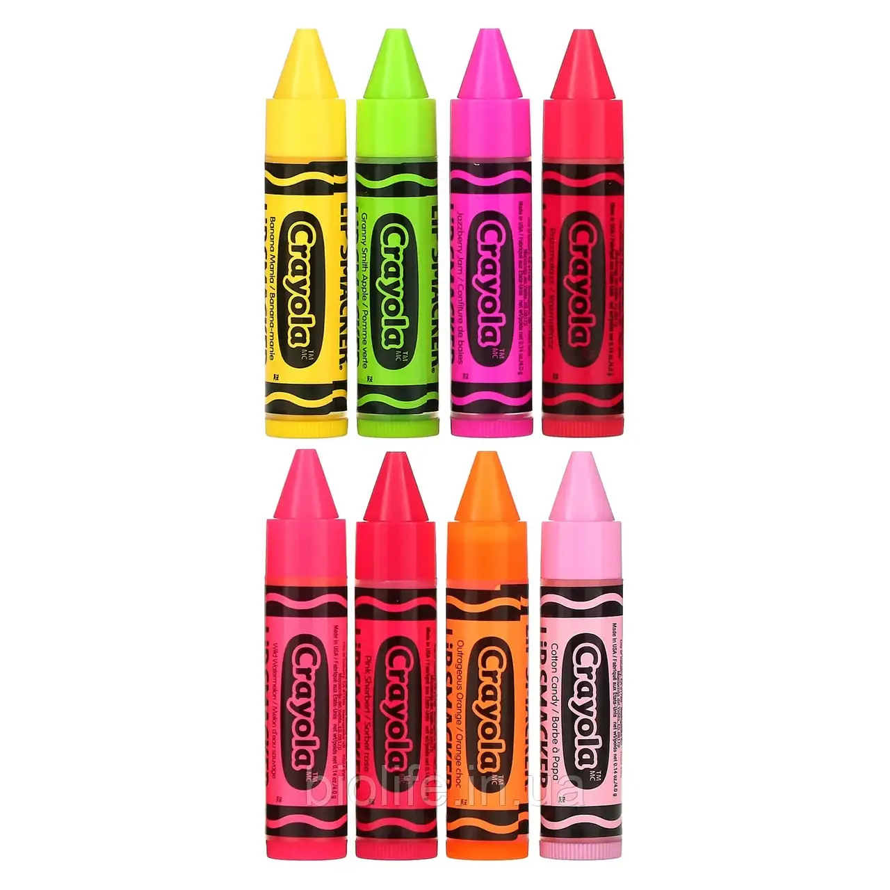 Lip Smacker, Crayola, набір бальзамів для губ, 8 штук упаковці по 4,0 г (0,14 унції) оригінал, фото 1