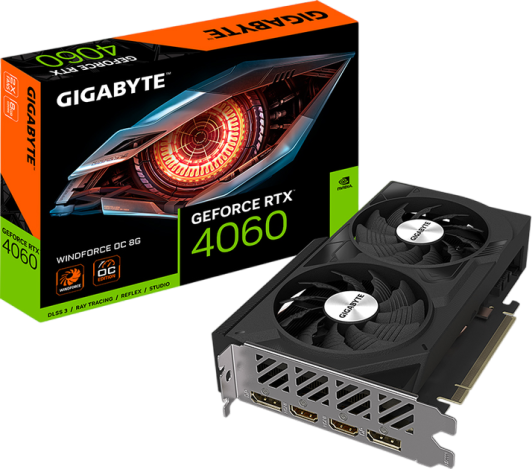 Відеокарта GeForce RTX 4060 8GB Gigabyte WindForce OC (GV-N4060WF2OC-8GD)