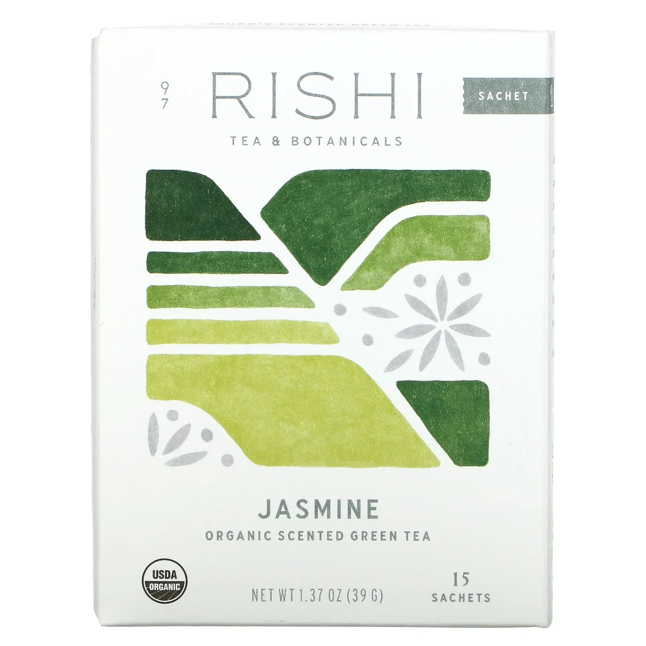 Rishi Tea, органічний ароматизований зелений чай, жасмін, 15 пакетиків, 1,48 унції (42 р) RIS-97390, Київ