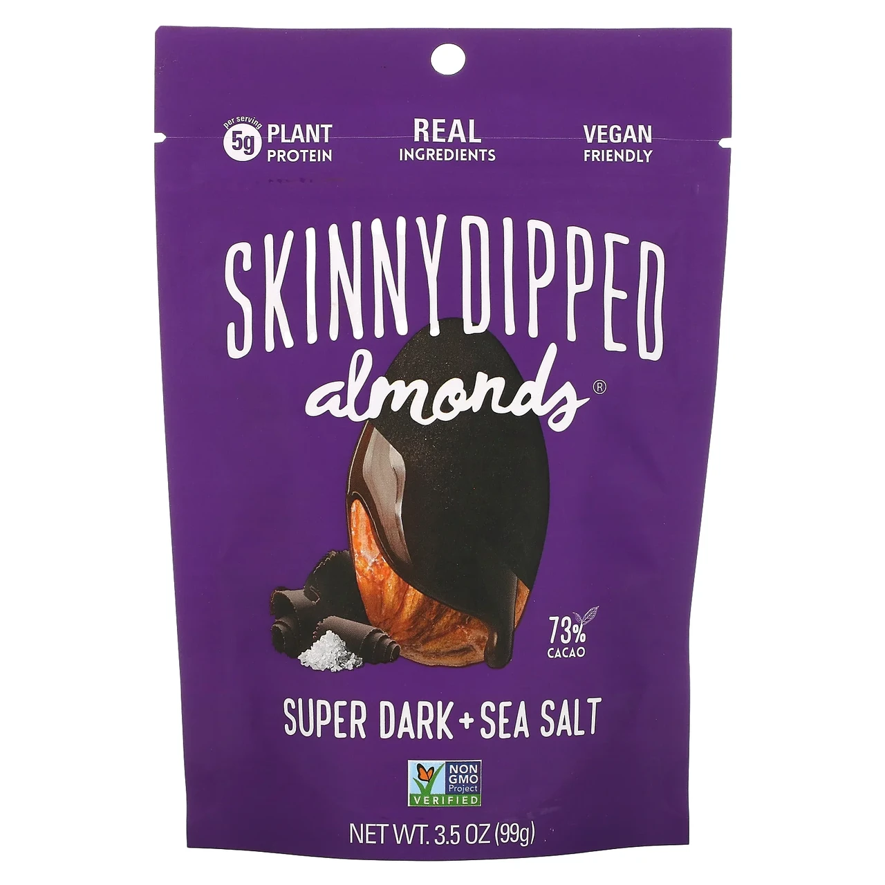 SkinnyDipped, Тонкий мигдаль, супер темний з морською сіллю, 99 г (3,5 унції), Київ