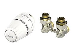 Комплект термостатичний Danfoss Regus M30x1.5 + RLV-KB, нижнє підкл, 1/2", кутовий (015G5307)