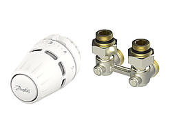 Комплект термостатичний Danfoss Regus RA + RLV-KB, нижнє підкл, 1/2", кутовий (015G5309)