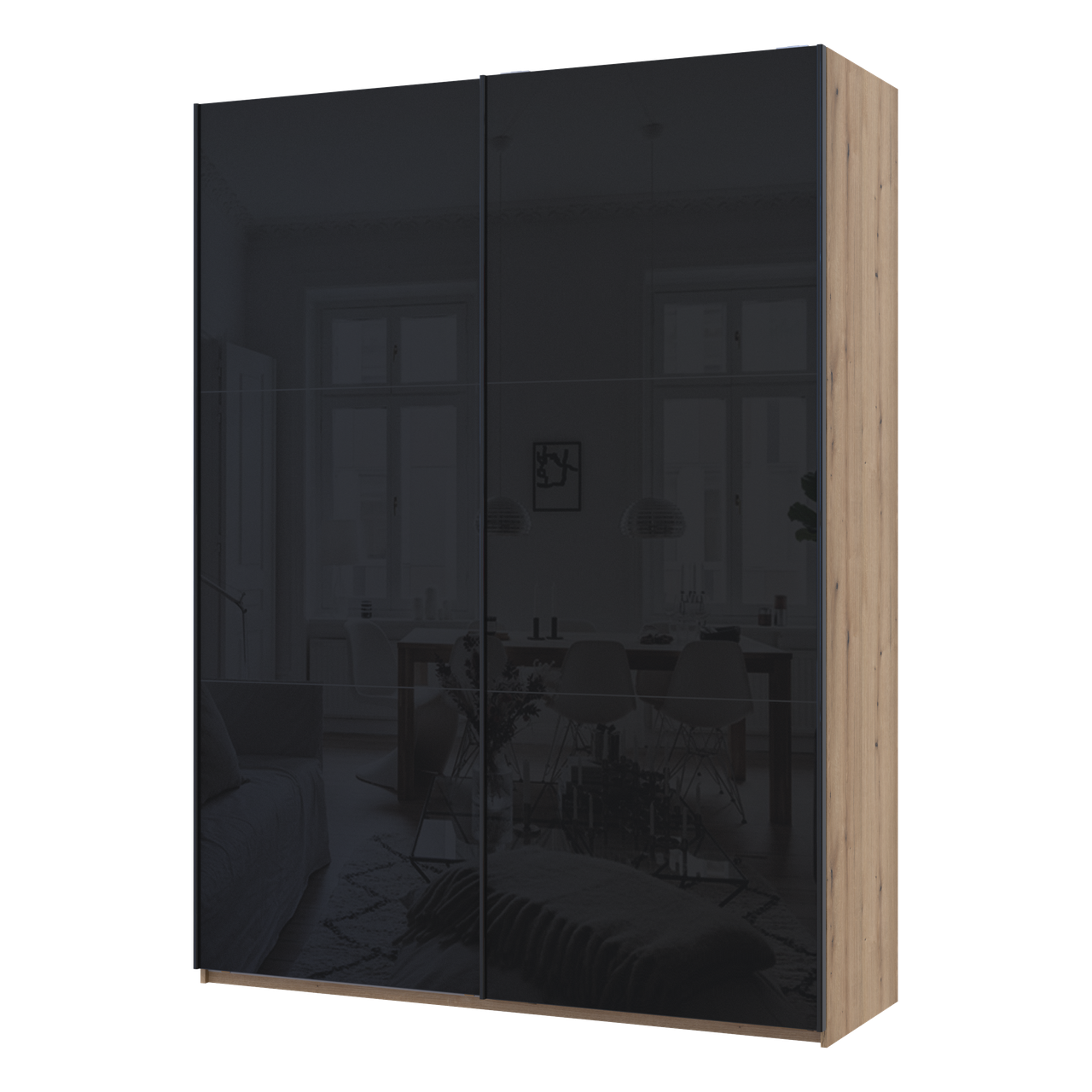 Шафа купе Doros G-Caiser Дуб Евок / Чорний 2 Скла / 3 частини 180х60х240 (80737751), фото 1