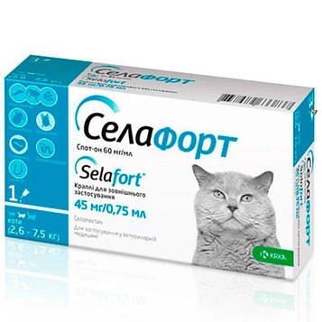 Селафорт краплі для котів 2,6-7,5 кг №1 KRKA