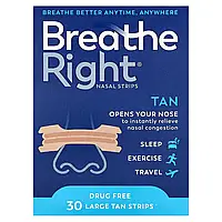 Breathe Right, Nasal Strips, Original, Large, 30 Tan Strips Днепр