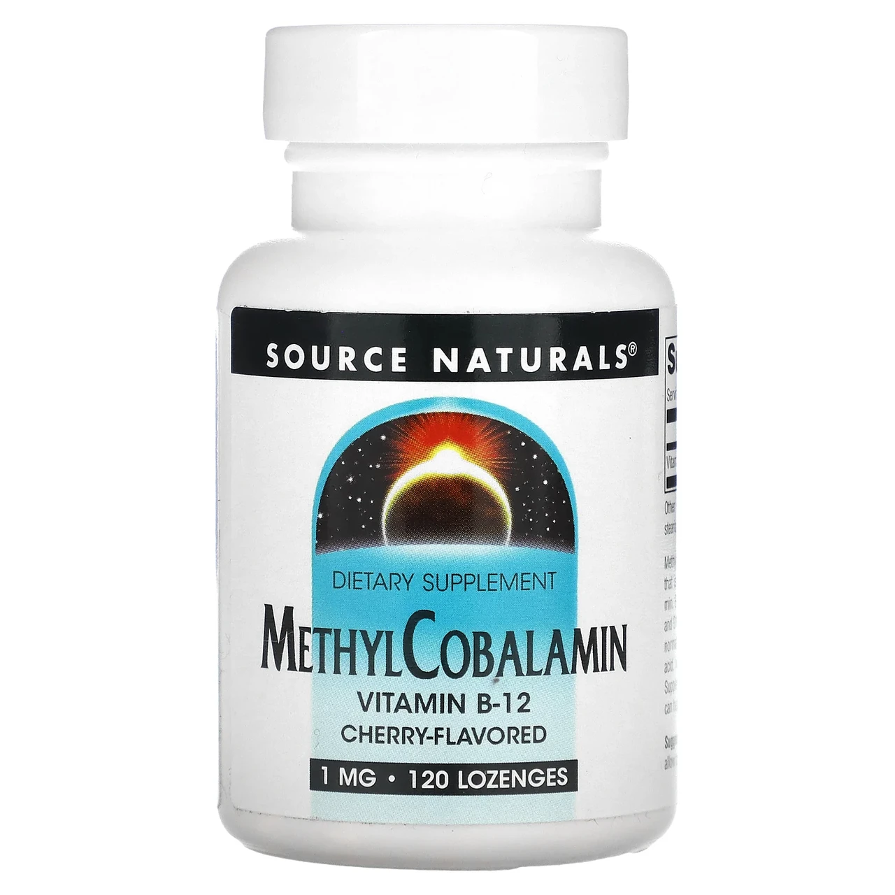Source Naturals, вітамін B12 у вигляді метилкобаламіну, з смаком вишні, 1 мг, 120 леденцов, Київ, фото 1
