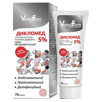 ВамаФарм Крем на основі гелю ДІКЛОМЕД знеболюючий Протизапальних 75 мл VamaFarm 35