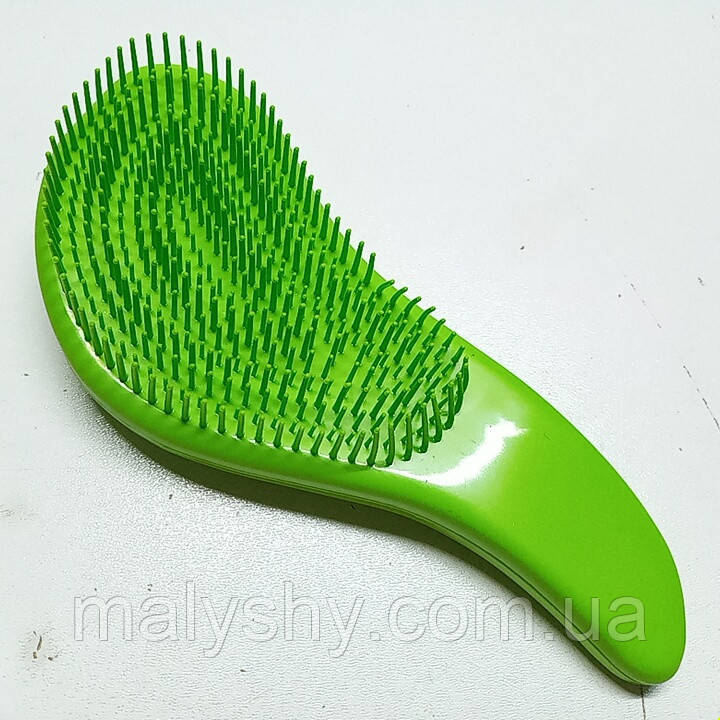 Жіноча щітка гребінець масажний для волосся для дівчинки COMB з м'якими зубцями 19×7см / для легкого розчісування волосся / салат, фото 1
