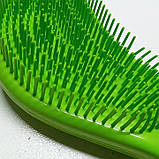 Жіноча щітка гребінець масажний для волосся для дівчинки COMB з м'якими зубцями 19×7см / для легкого розчісування волосся / салат, фото 2