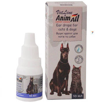Краплі вушні для собак та кішок 10 мл AnimAll VetLine