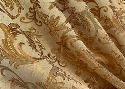 Залишок (1,45х2,3м.) шторної тканини жакард "Завиток". Колір бежевий із золотистим. Код 1641ш 01-0305