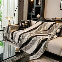 Плед - покривало на ліжко, диван або крісло дуже м'який та теплий 180х180см см смугастий візерунок