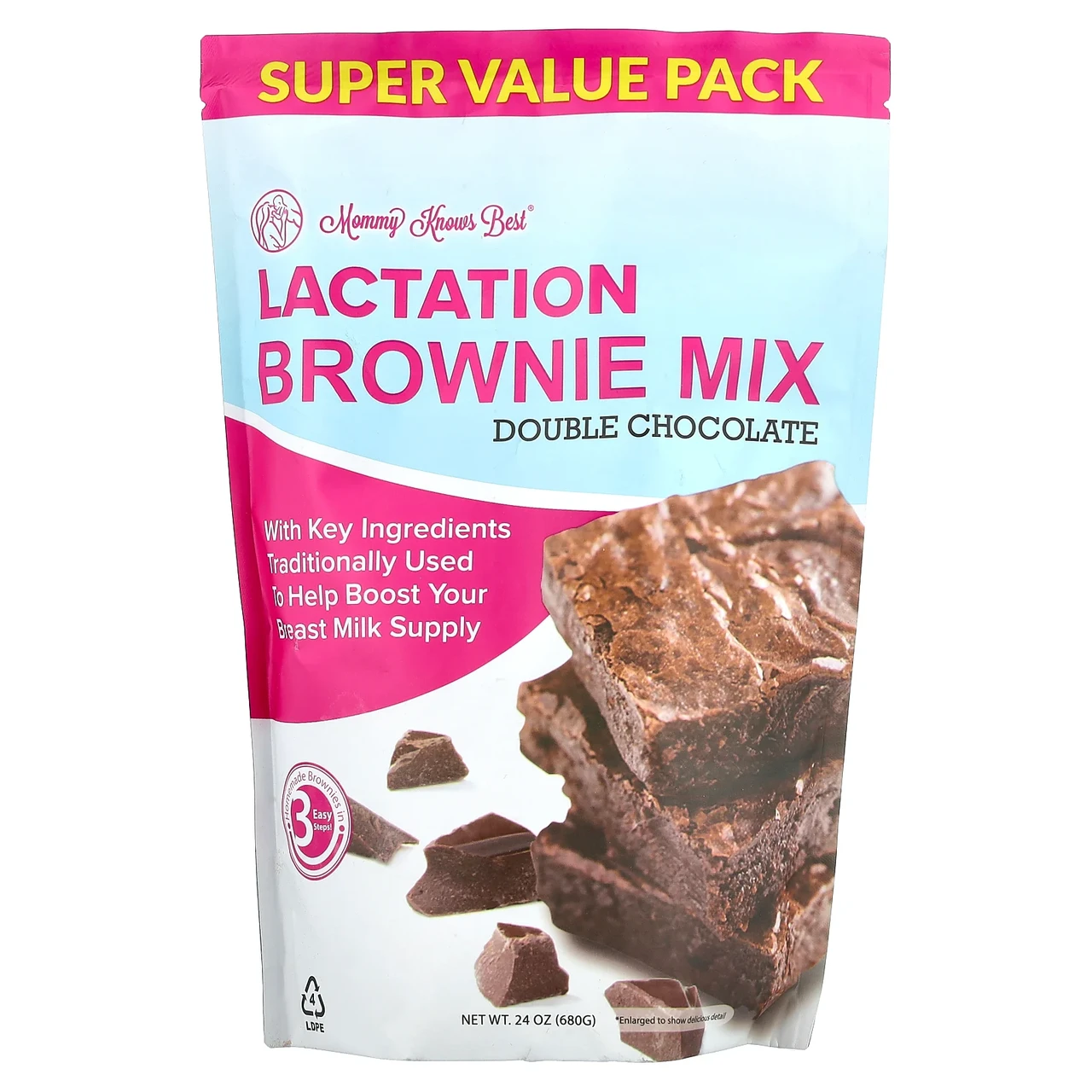 Mommy Knows Best, Lactation Brownie Mix, суміш для приготування бруні, подвійний шоколад, 680 г (24 унції), Київ