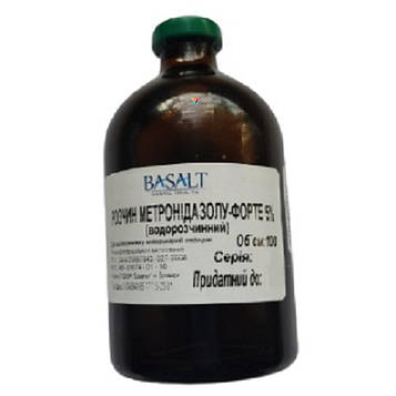 Метронідазол-форте 5% протипаразитарний для тварин 100 мл Базальт