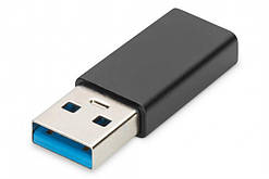 Адаптер DIGITUS USB-A > USB-C (M/F), 3A, 5GB, ver. 3.0 (AK-300524-000-S)