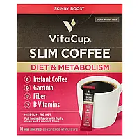 VitaCup, Розчинна кава Slim, середнього темного обсмажування, 10 паличок для їжі, по 3,7 г (0,13 унції) кожен Дніпро