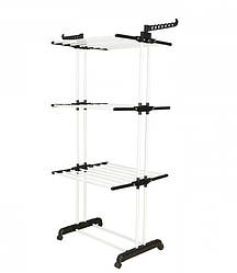 Сушарка для одягу та білизни підлогова багатоярусна чорно-біла Bonro B07
