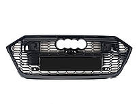 Решітка радіатора Full Black ( в стилі RS7 під камеру та радари ) на Audi A7 4K 2017-2023 року