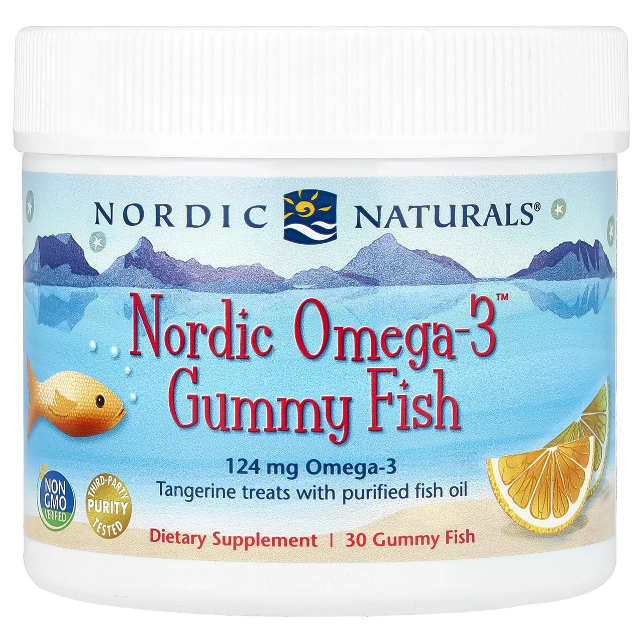 Nordic Naturals, Nordic Omega-3 Gummy Fish, «мандаринові ласощі», 124 мг, 30 жувальна таблеток у формі, Київ