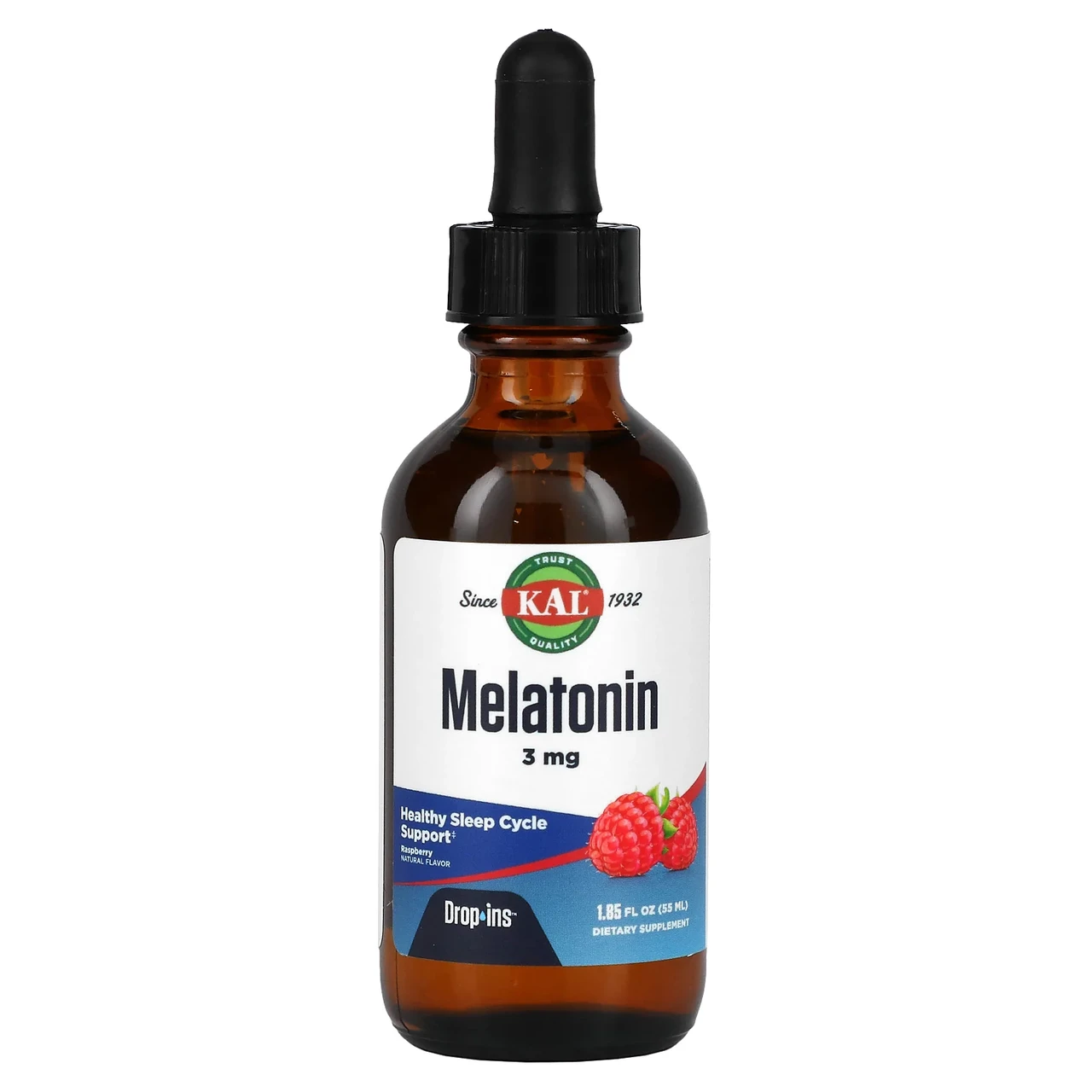 KAL, Melatonin, Natural Raspberry Flavor, 3 mg , 1.85 fl oz (55 ml), Київ