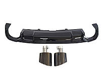 Дифузор ( заднього бампера ) Full Black / Black Pipe ( в стилі RS5 ) S-Line на Audi A5 B9 2016-2020 року