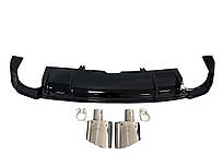 Дифузор ( заднього бампера ) Full Black / Chrome Pipe ( в стилі RS5 ) S-Line на Audi A5 B9 2016-2020 року