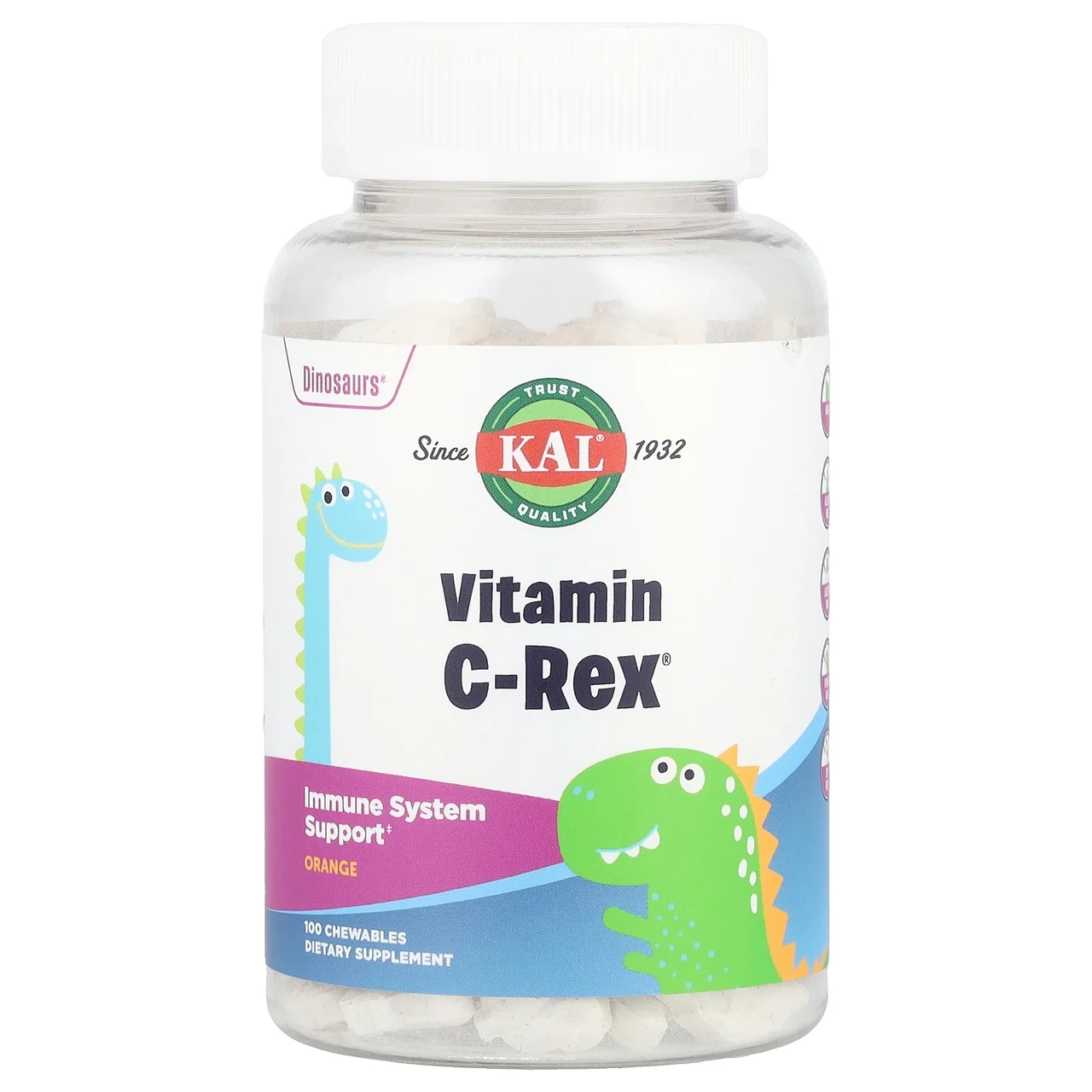 KAL, Vitamin C-Rex With Rose Hips, Rutin & Acerola Orange Flavor, 100 Chewables, Київ