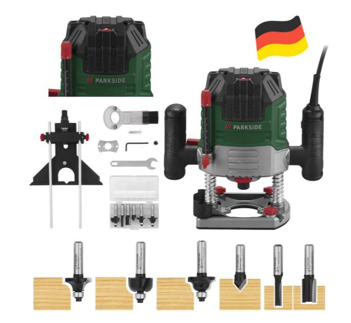 Ручний фрезерний верстат для дерева Parkside POF 1200 E4 (1200 Вт, регулювання швидкості, набір фрез, Німеччина)