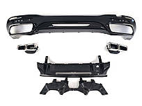 Дифузор ( заднього бампера ) Full Black / Chrome Pipe ( стиль S63 AMG ) на Mercedes-Benz S-Class W222 2017-2020 року