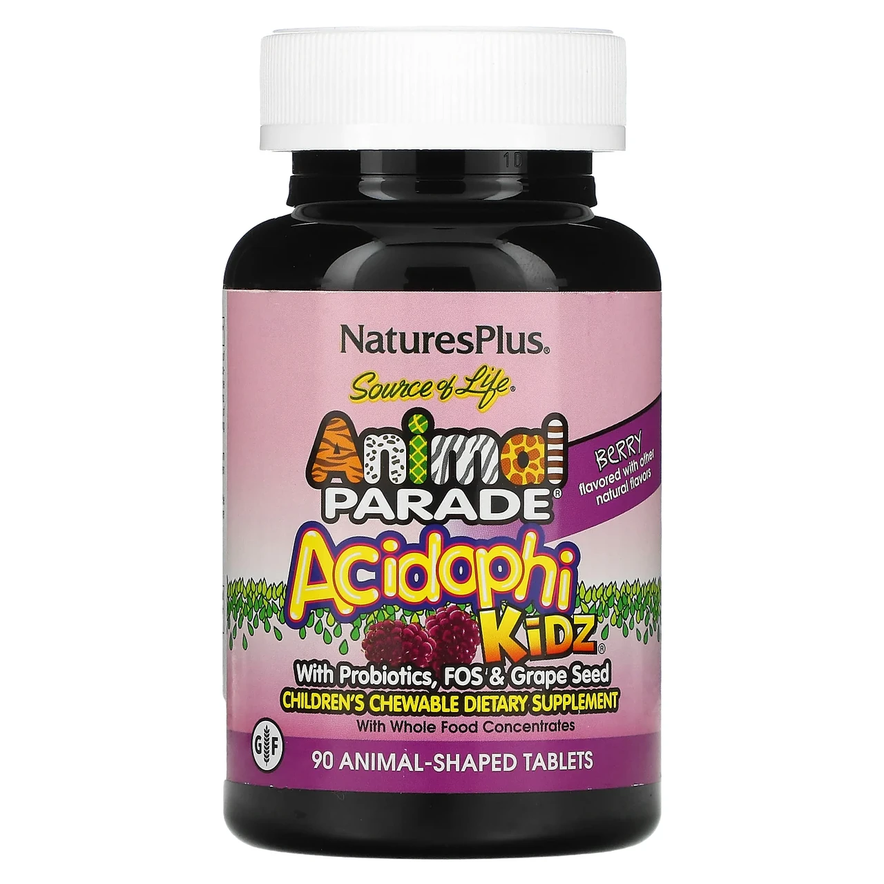 Nature's Plus, Source of Life, Animal Parade, AcidophiKidz, дитячі жувальні таблетки, вишневий натуральний, Київ