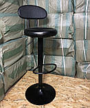 Стілець для вызажиста, бровиста, барний зі спинкою чорний (невеликий брак), фото 7