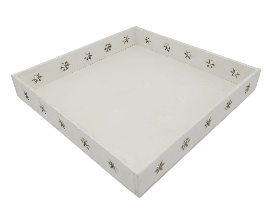 Новорічний піднос дерев'яний Edeka 29,3 х 29,3 х 4,4 см, підставка під декорації, фото 1