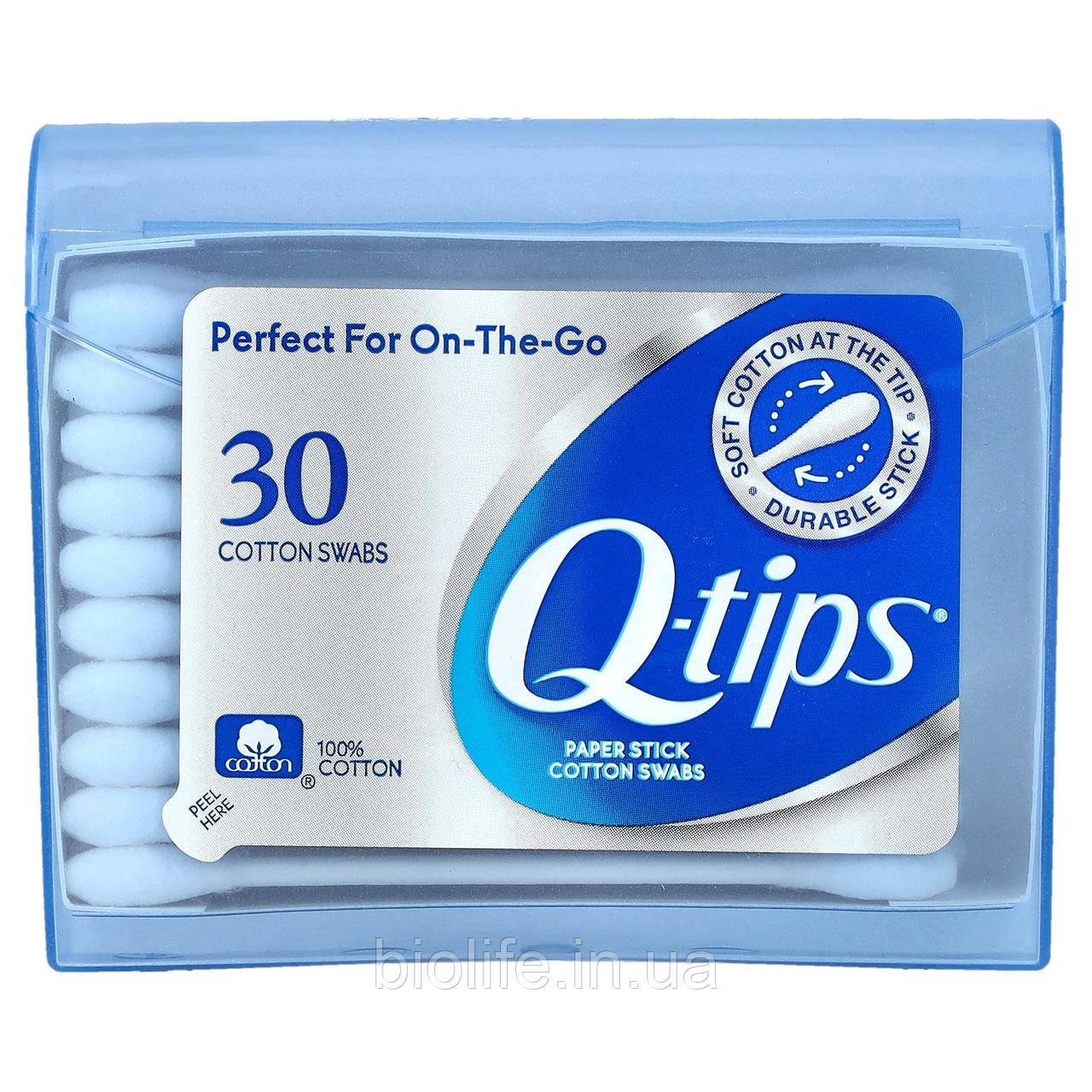 Q-tips, Ватні палички, On-The-Go, 30 тампонів оригінал, фото 1