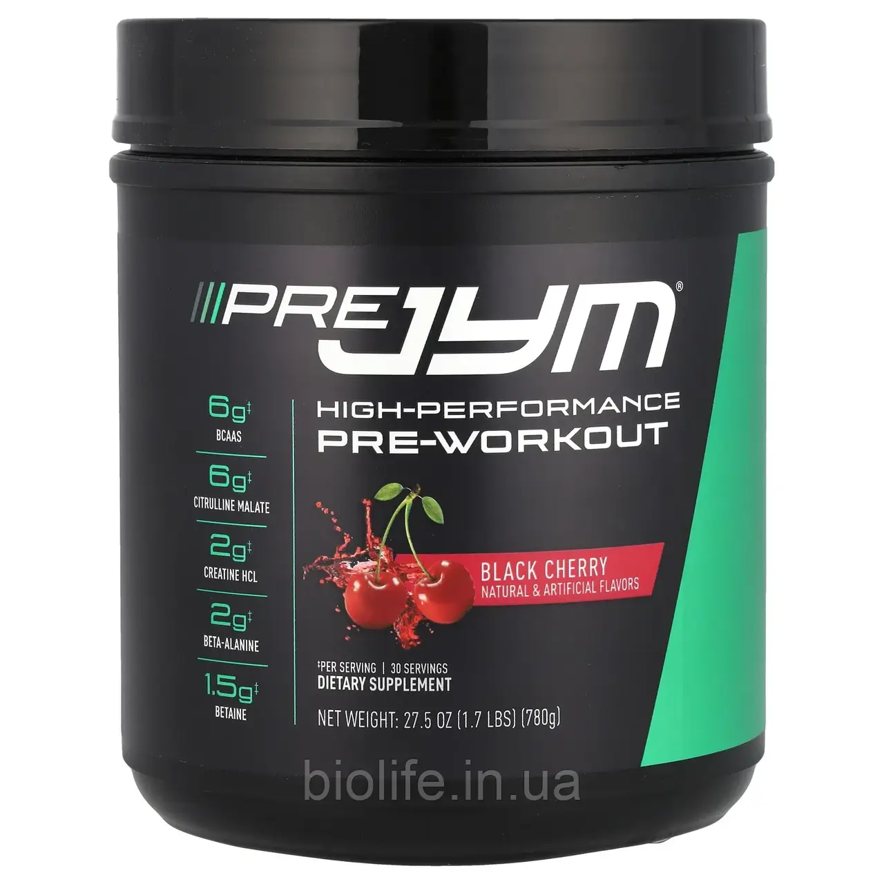 JYM Supplement Science, Pre JYM, високоефективний засіб перед тренуванням, з вишнею, 780 г (1,7 фунта) оригінал, фото 1