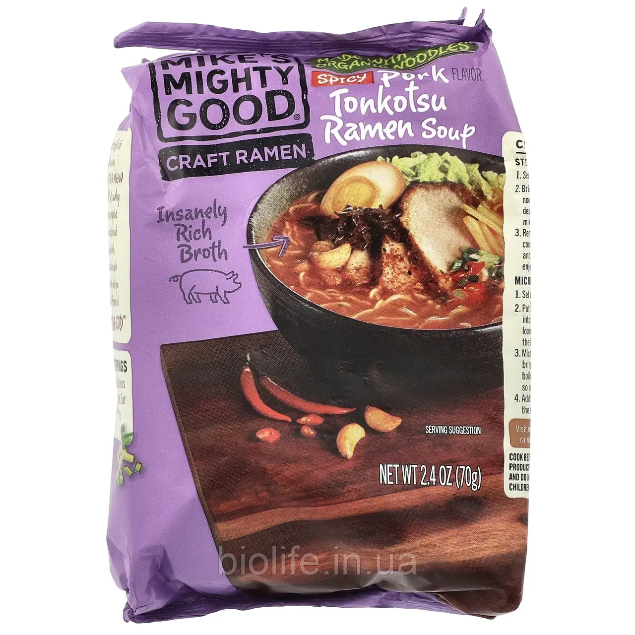 Mike's Mighty Good, Craft Ramen, Гострий суп тонкоцю зі свинини рамен, 2,4 унції (70 г) оригінал, фото 1