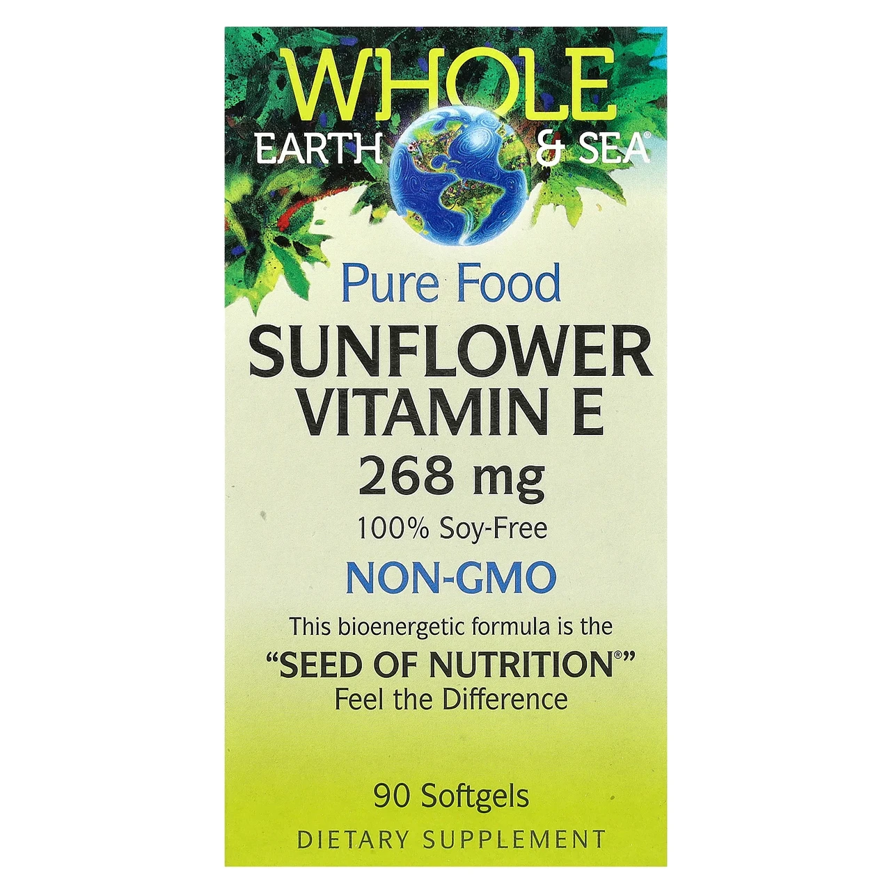 Natural Factors, Whole Earth & Sea, вітамін Е з соняшнику, 268 мг, 90 капсул, Київ