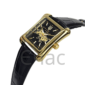 Чоловічий патріотичний годинник скелетон з мапою та гербом України Awarder  053 Де би не був Gold-Black